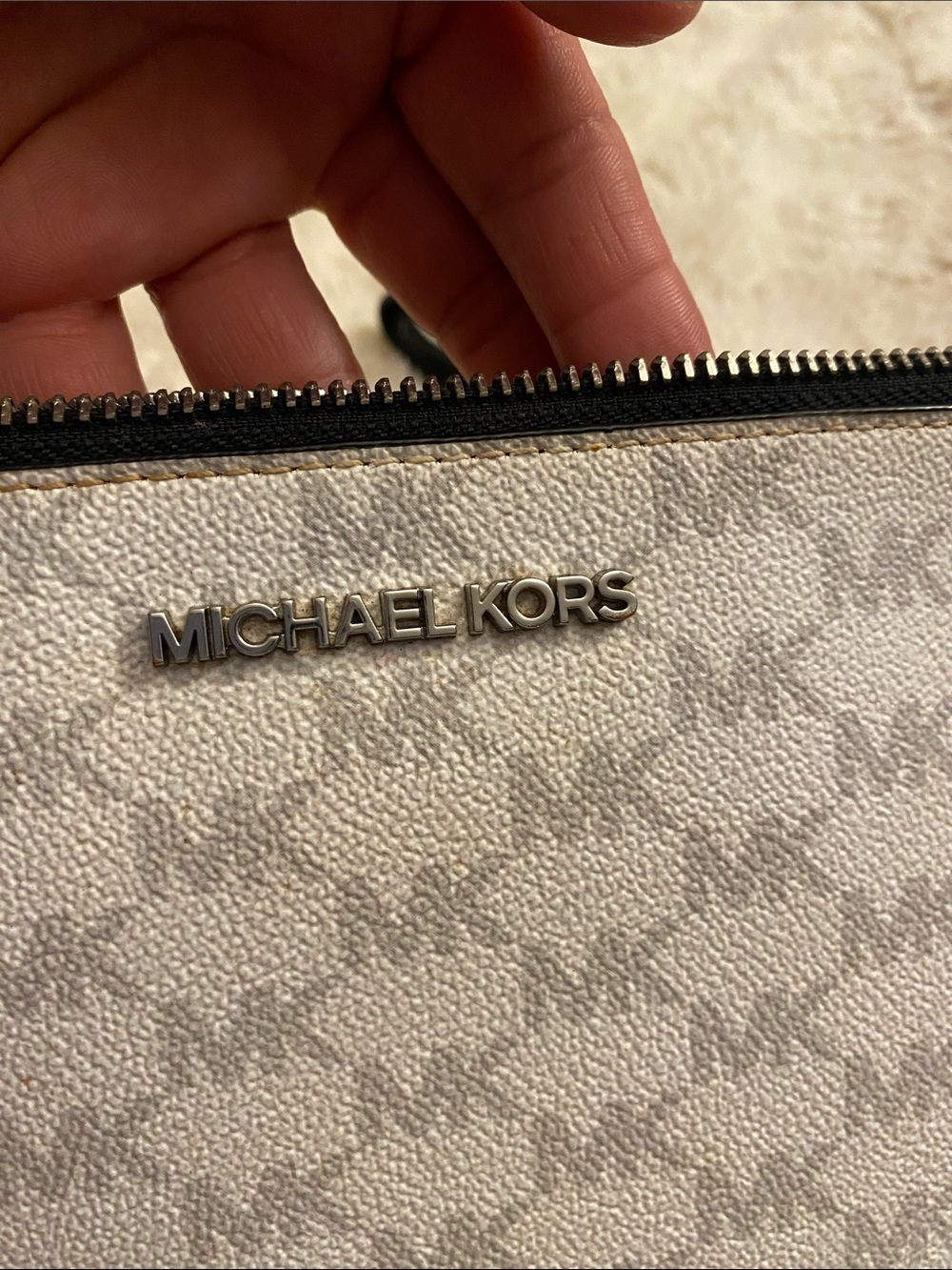 Michael Kors Beige and Black Monogram Wristlet Clutch - Picture 5 of 8
